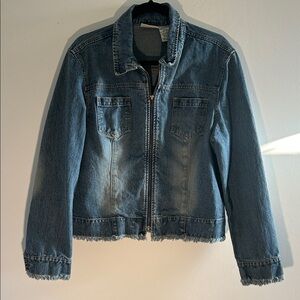 Faded Glory, Woman’s size X-Large Blue Distressed Denim Zip Jacket